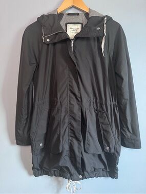 Abercrombie & Fitch Hooded Utility Jacket Black Lightweight Anorak XS